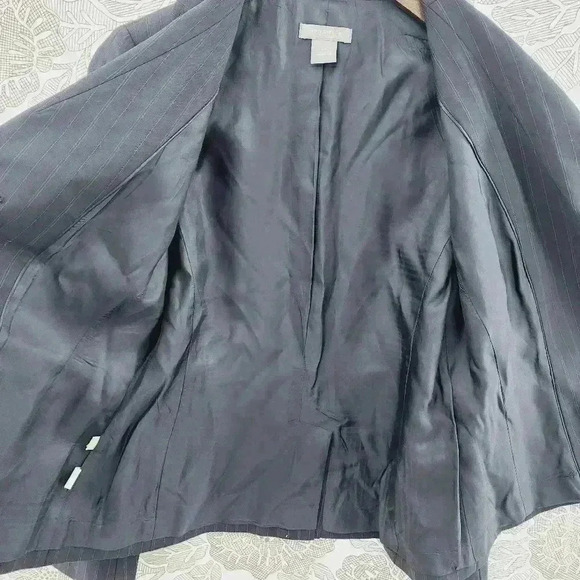 Ann Taylor Women's Blazer Size 4P Striped Dark Navy Blue - Picture 3 of 7